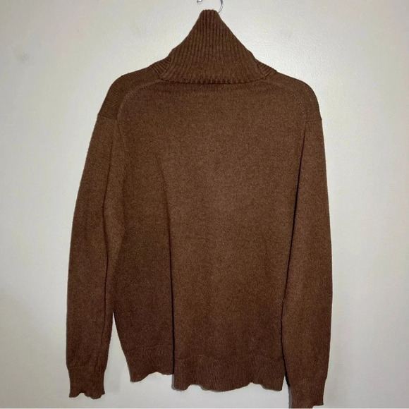 J. Crew LambsWool Blend Shawl Henley Sweater Mens Size Large Brown Office - Picture 3 of 8